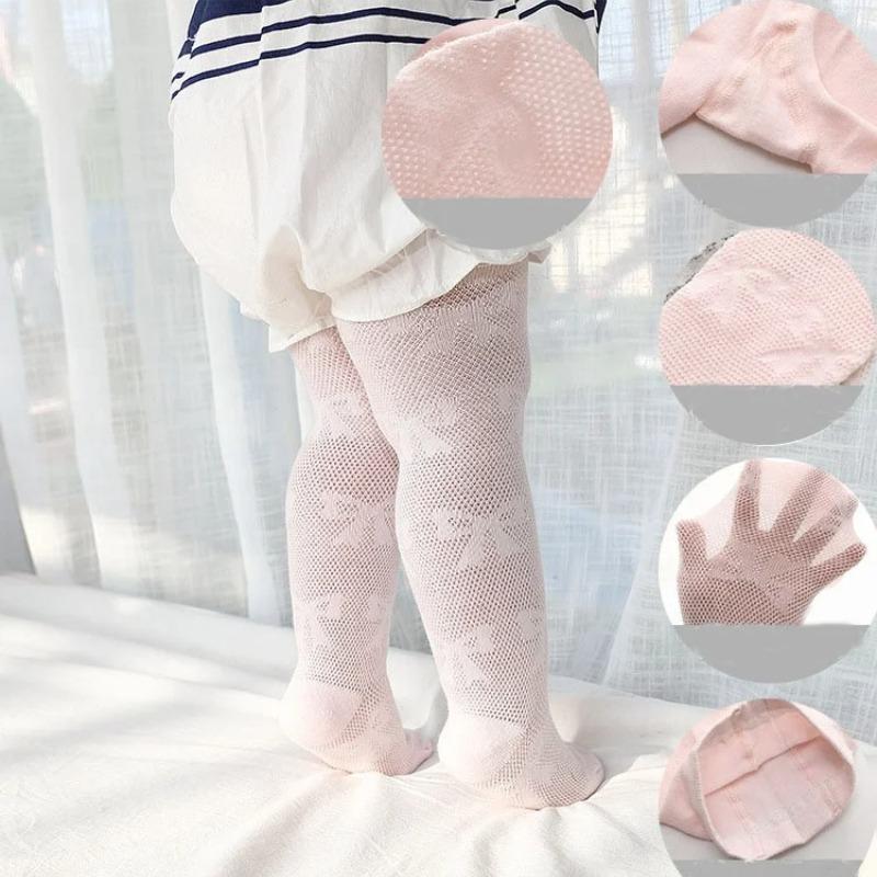 Newborn Baby Tights For Girls New Spring Summer Mesh Bow Pantyhose 0-24Month Infant Girl Thin Breathable Cotton Tight