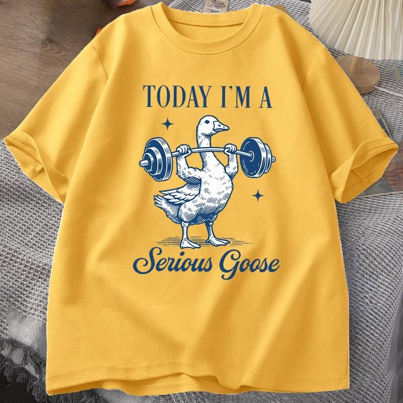 

Serious Goose Weightlifting T Shirt Funny Gym Workout Printed Tshirt Animal Lover Tshirt Harajuku Cotton Short Sleeve Tees Tops 4XL