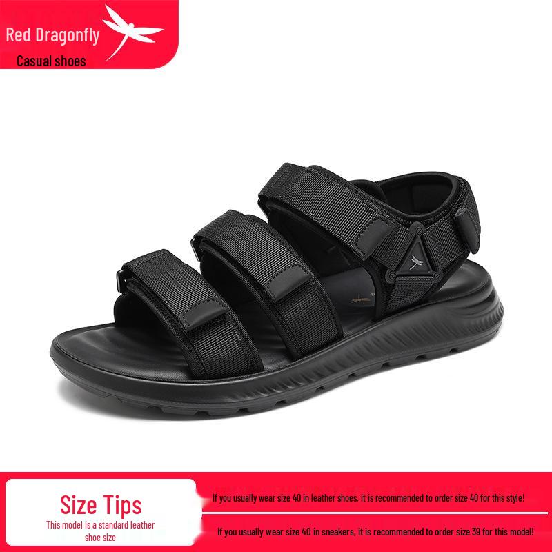 Red Dragonfly Men s Non-Slip Sports Sandals - Summer Breathable Beach Shoes in Black 38