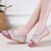 Womens Casual Linen Flat Slip-On Shoes With Floral Embroidery Non-Slip Rubber Sole Breathable Comfort