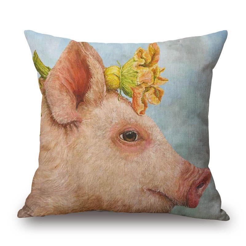 Decorative Cushion Covers Squirrel Bird Bear Fox Animals Pillow Case Modern Decor Flower Pillowcase For Sofa 45X45Cm