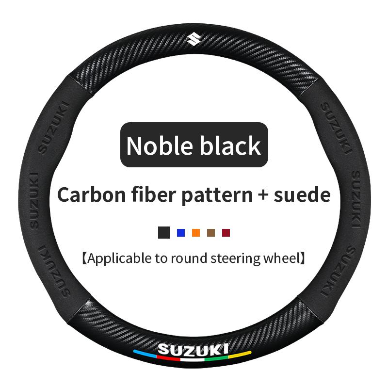 Für Suzuki S-Cross Swift SX4 Vitara Jimny Grand-Vitara Baleno Equator Celerio Ciaz Auto Wildleder Carbonfaser Lenkradabdeckung