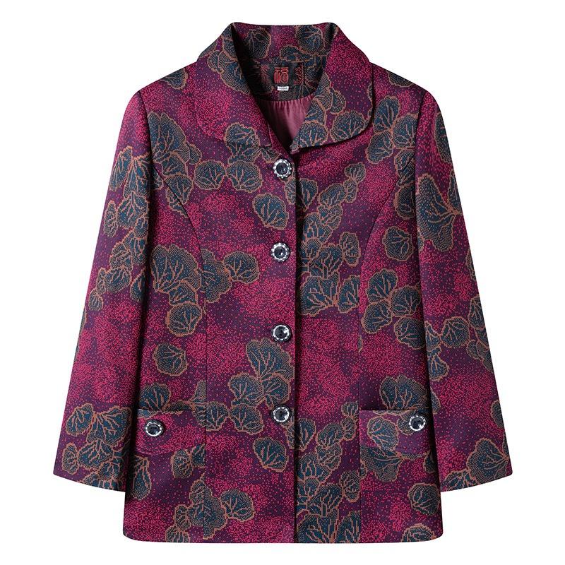 Autumn Women's Top with Lining, Year 0 Thin Coat, Old Lady Lapel Gown