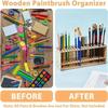 Multihole Paint Brush Holder Wooden Frame Pen Drying Stand Watercolor Brush Rack  Colored Pencils