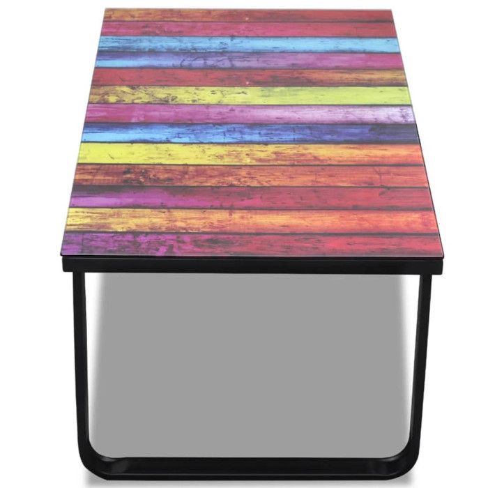 VidaXL Coffee Table with Rainbow Print Glass Top