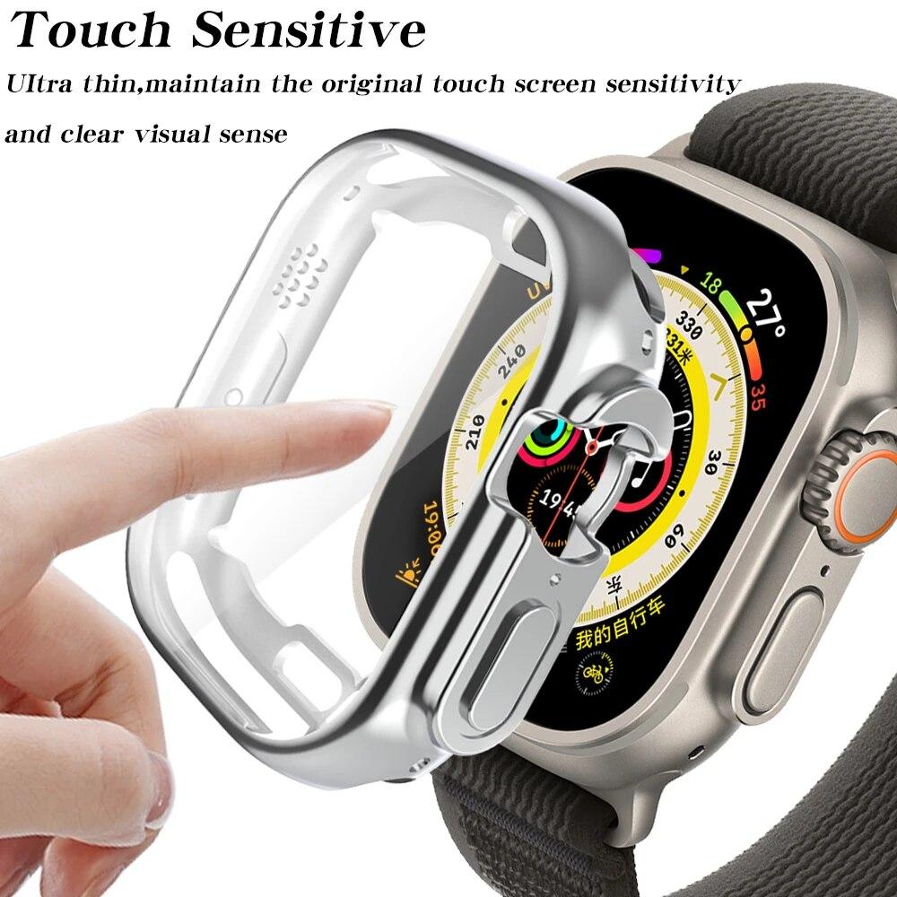 360 Full Soft Protective Case for Apple Watch Ultra 2 49mm Case TPU Screen Protector Bumper for iWatch Series 9/7/8 41mm 45mm Cover