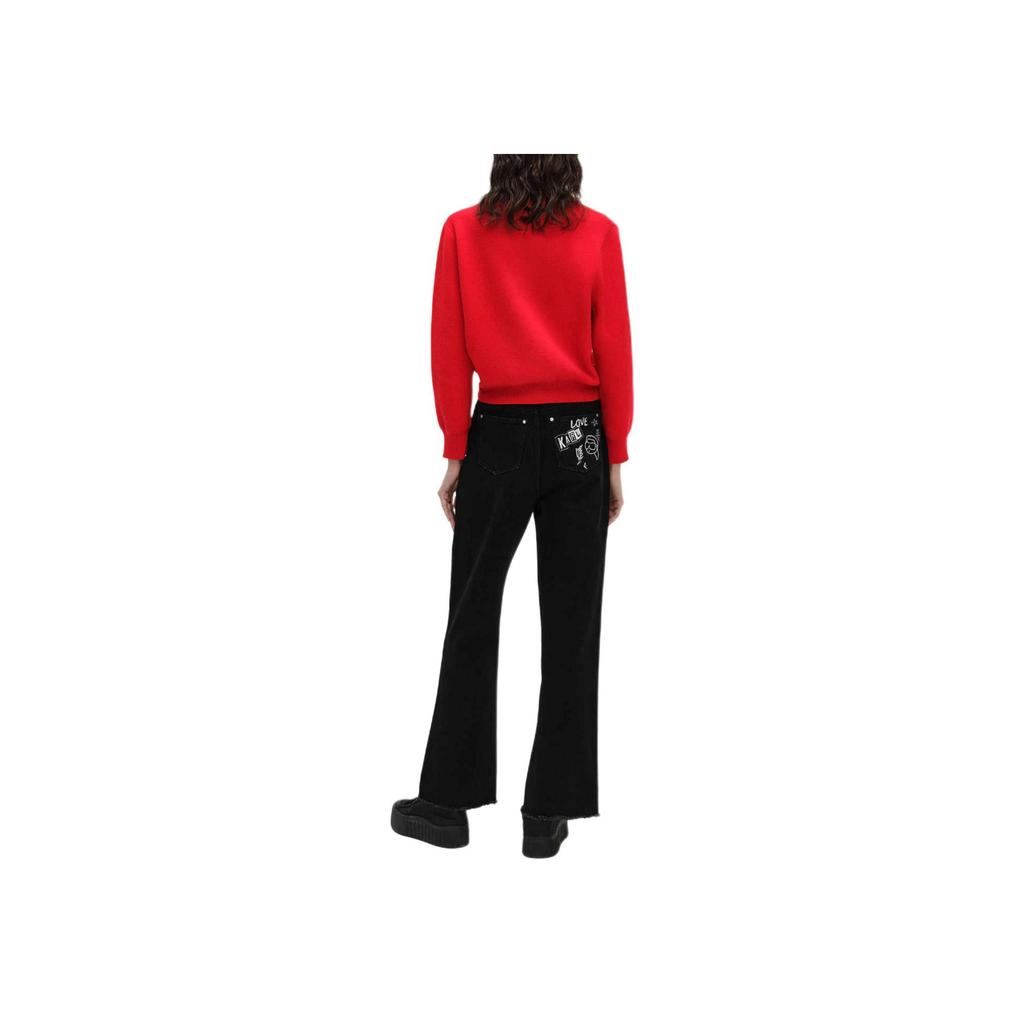 Karl Lagerfeld Casual Outing Party Light Luxury Character Print Round Neck Pullover Long Sleeve Sweater Women sweater 241L2005