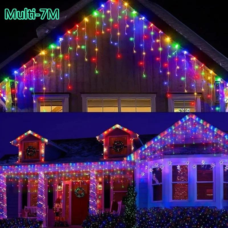 3.5/7M Outdoor Solar LED String Lights Garden and Patio Starry Icicle Lights for Holiday Christmas Party Wedding Decor