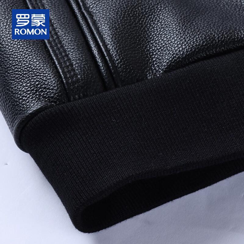 Romon Men's Genuine Leather Lapel Jacket