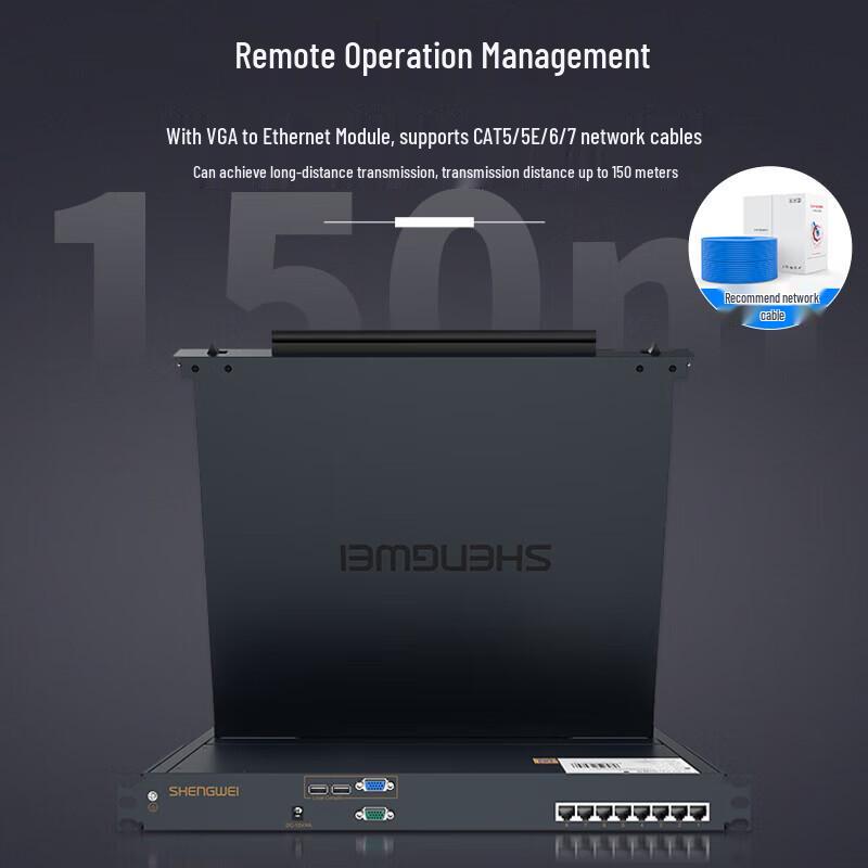 Shengwei KS-2908C 8-Port Digital KVM Switch with 19-inch LCD