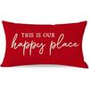 PANDICORN This Is Our Happy Place Pillow Covers 12x20 Inch Modern Farmhouse Outdoor Decorations Lumbar Decorative Throw Pillows Cases Cushion Covers