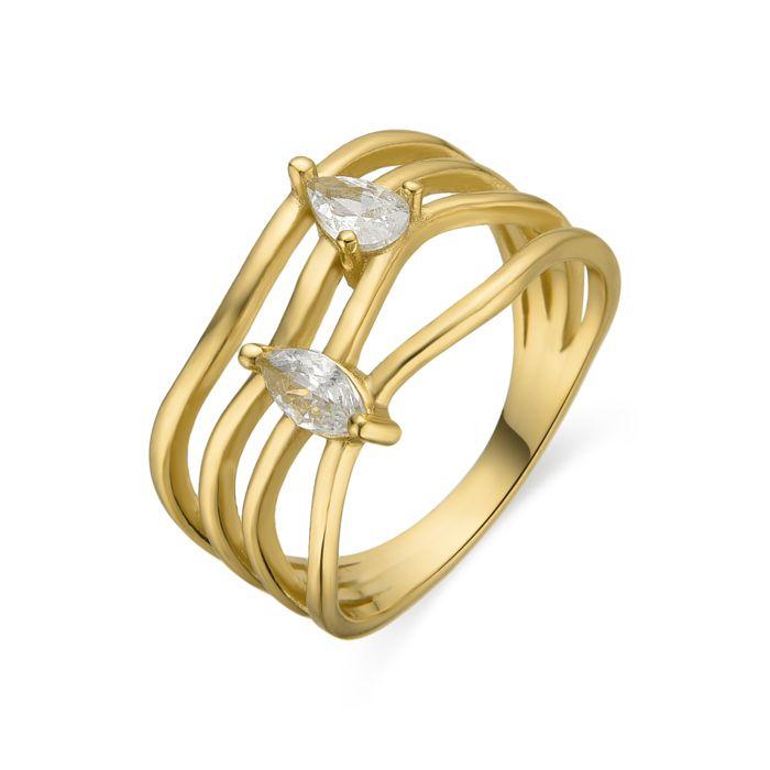 Anneau - LUXENTER - Tanduf - Argent sterling 925 - Zircone brillante - Finition or 18K