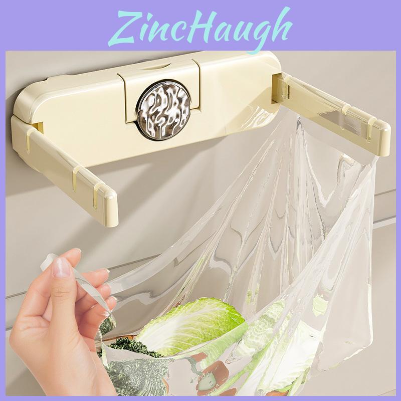 Plastic Trash Bag Holder Wall Mount With Foldable Design For Kitchen And Bathroom Storage