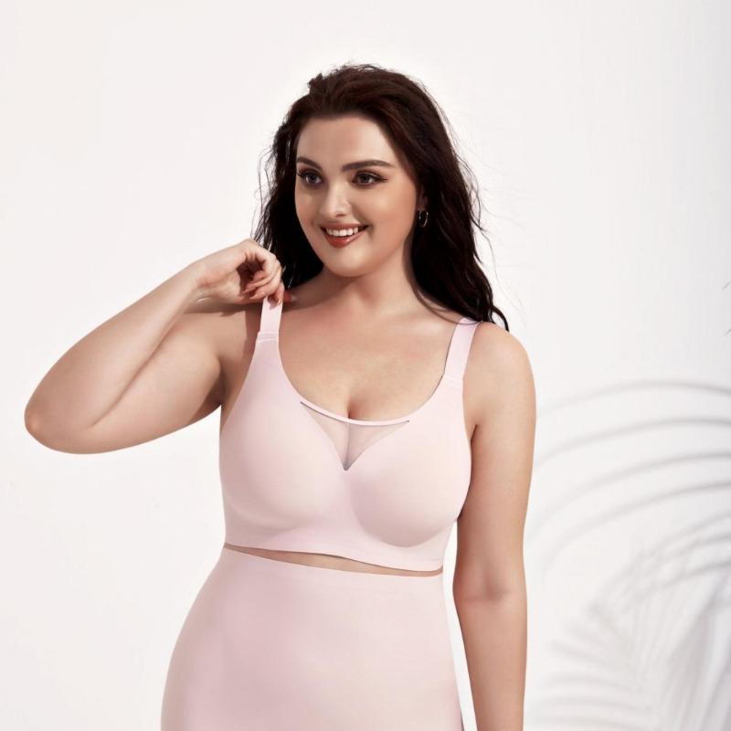 Plus Size Women Soft Support Seamless Push Up Comfortable Bra For Large Bust