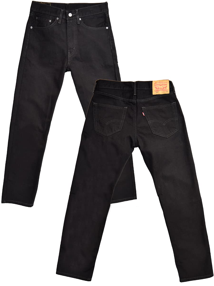 Levi s Men s 505 Zip Fly Straight Jeans Rinse black 38x32 чёрный