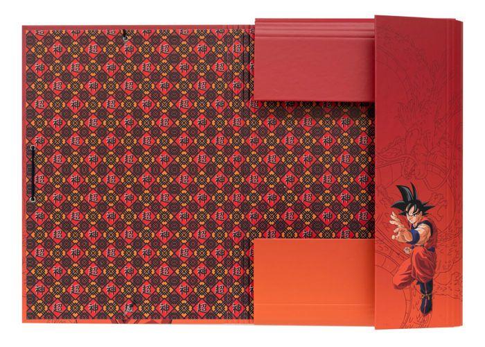 Dossier scolaire - Dragon Ball Super - 34x25,5 cm - Couverture rigide - 3 rabats flexibles - Élastique