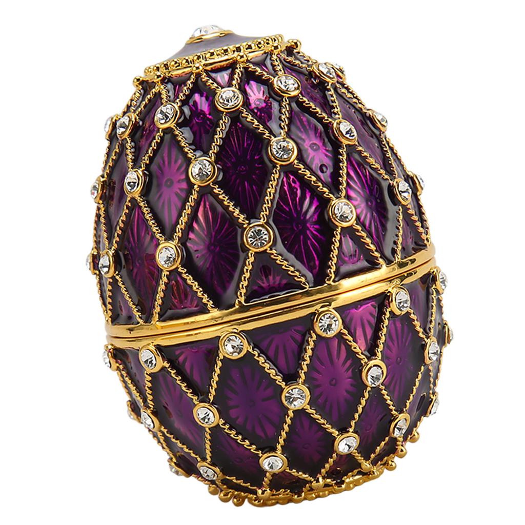Egg Shape Trinket Boxes Vintage Exquisite Rhinestones Trinket Boxes with Hinged for Living Room