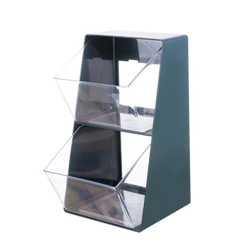 

1PC Tea Bag Desktop Storage Box Acrylic Transparent Desk Pencil Box Office Bookend Organizer зелёный