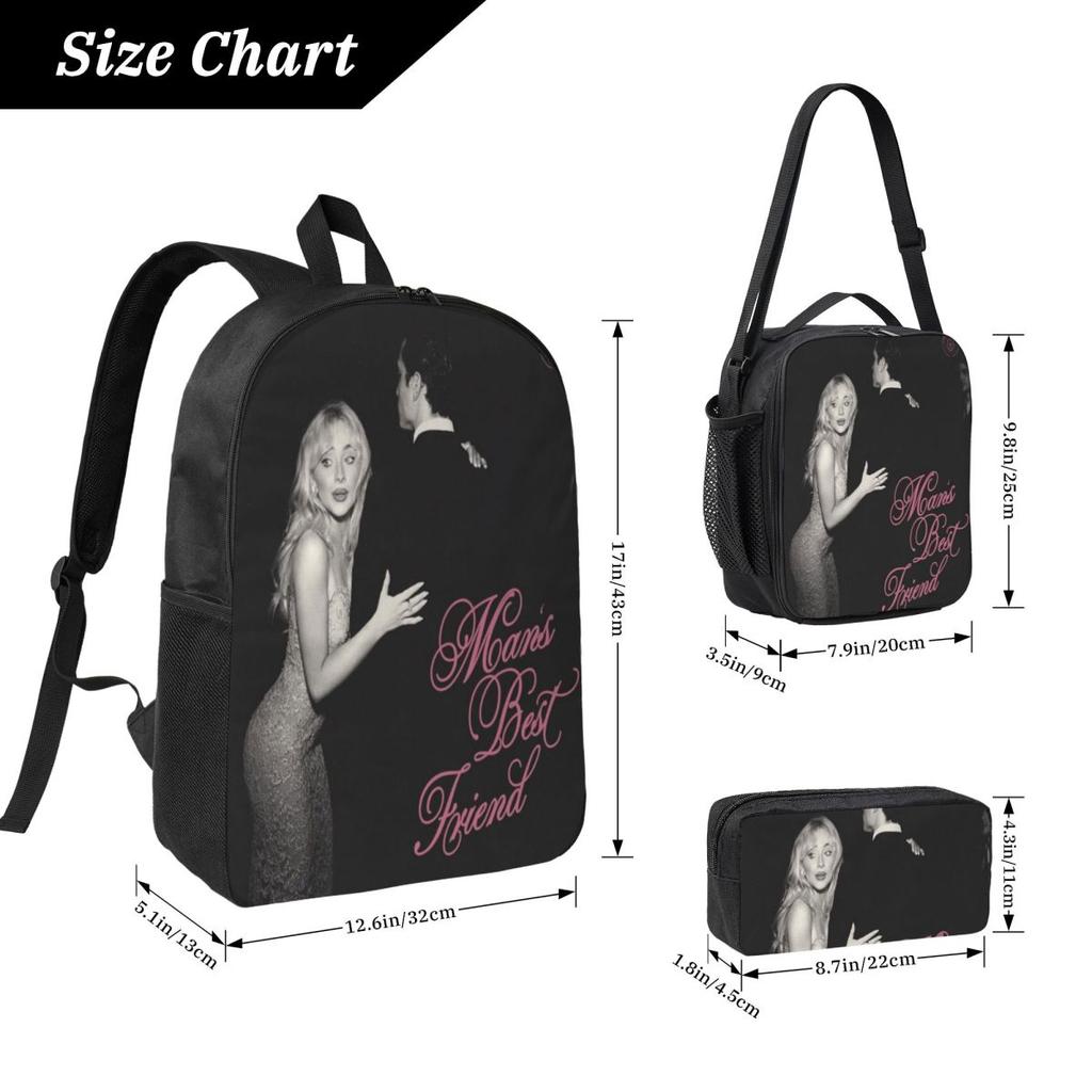 Sabrina Carpenter Kids Backpack Lunch Box Pen Bags for Boys Girls Kindergarten Backpacks Kawaii Schoolbag Bookbag Set
