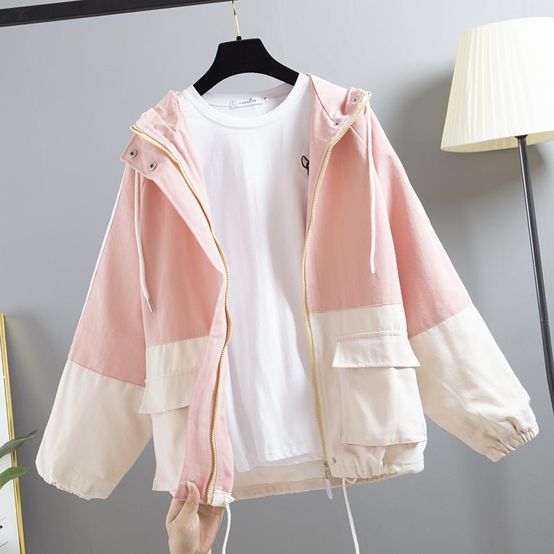 Women Windbreaker Spring Autumn Hooded Coat Fashion Trench Coat Elegant Jacket Top Loose Outwear