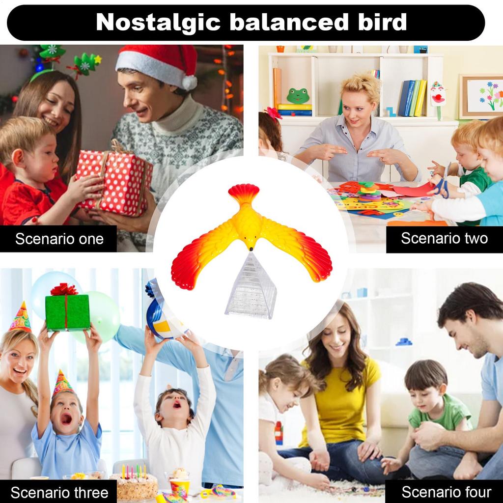 Balancierender Adler mit Pyramidenständer, magischer Vogel, Schreibtischdeko, lustiges Gadget, Neuheitsspielzeug, Geschenk für Kinder, Miniaturfiguren