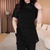 2025 Summer Retro Lace Stand-up Collar Frog Button Plus Size Women's Shirt