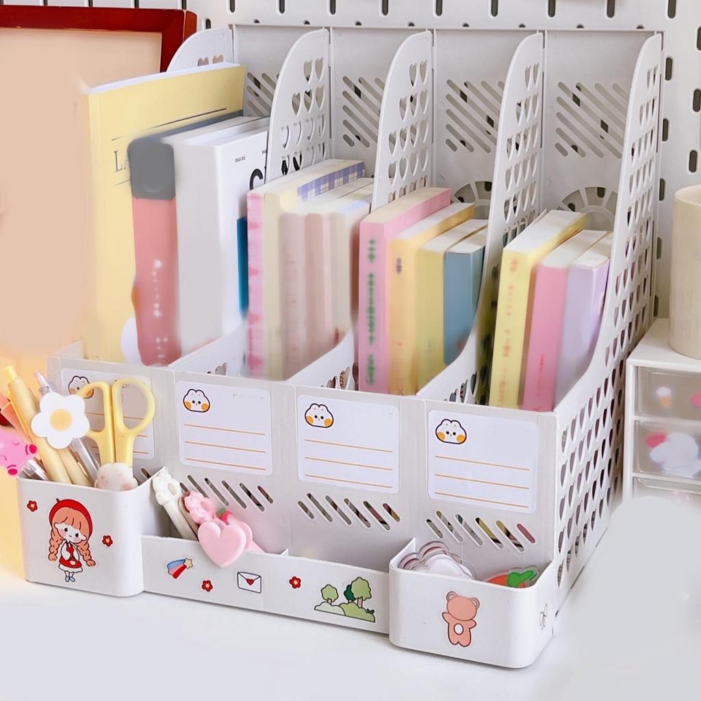 Desk File Organizer Multiple Compartments Strong Plastic Large Capacity Detachable Large Capacity