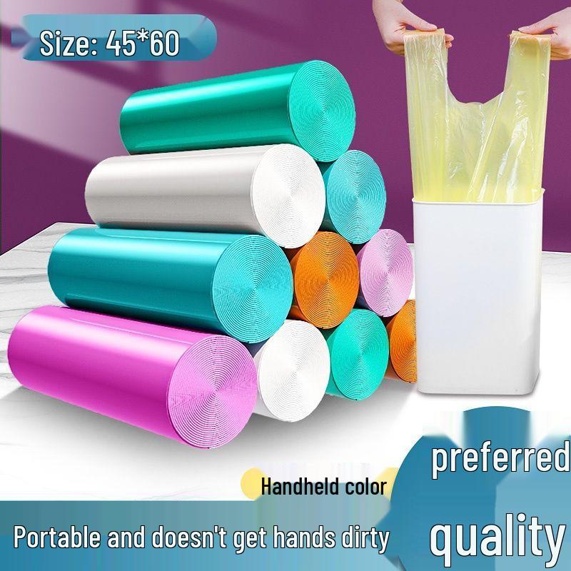 Thickened Black Vest-Style Garbage Bags: Medium & Large for Kitchen Cleaning, Economy Pack