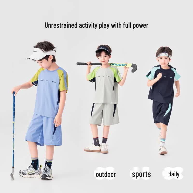 Duoduo Home 2026 Summer Boys' Color Block Mesh Quick-Dry Sports Set