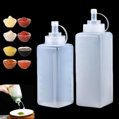 450-1000ml Squeeze Condiment Bottle with Lid  Plastic Squeeze Bottle Jam Salad Dressing Storage Dispenser Kitchen Accessories