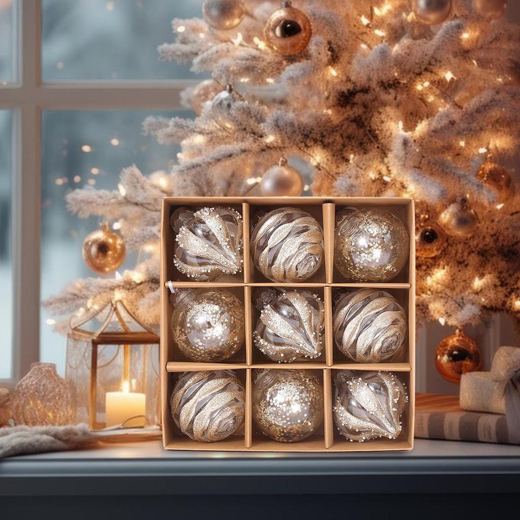 Christmas Ornaments Set 9 Pieces Hangable Balls Seasonal Decorations For Home Celebration Window Display Living Room Classroom