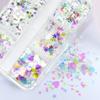 Mini 6 Grid Transparent Rainbow Light Nail Enhancement Sequins Decoration Love Star Moon Nail Accessories Nail DIY Material