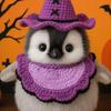 Halloween Penguin Doll 10" Penguin Plush Doll Toy with Knitted Witch Hat Small Stuffed Animal Desktop Decoration Gifts for Kids Boys Girls