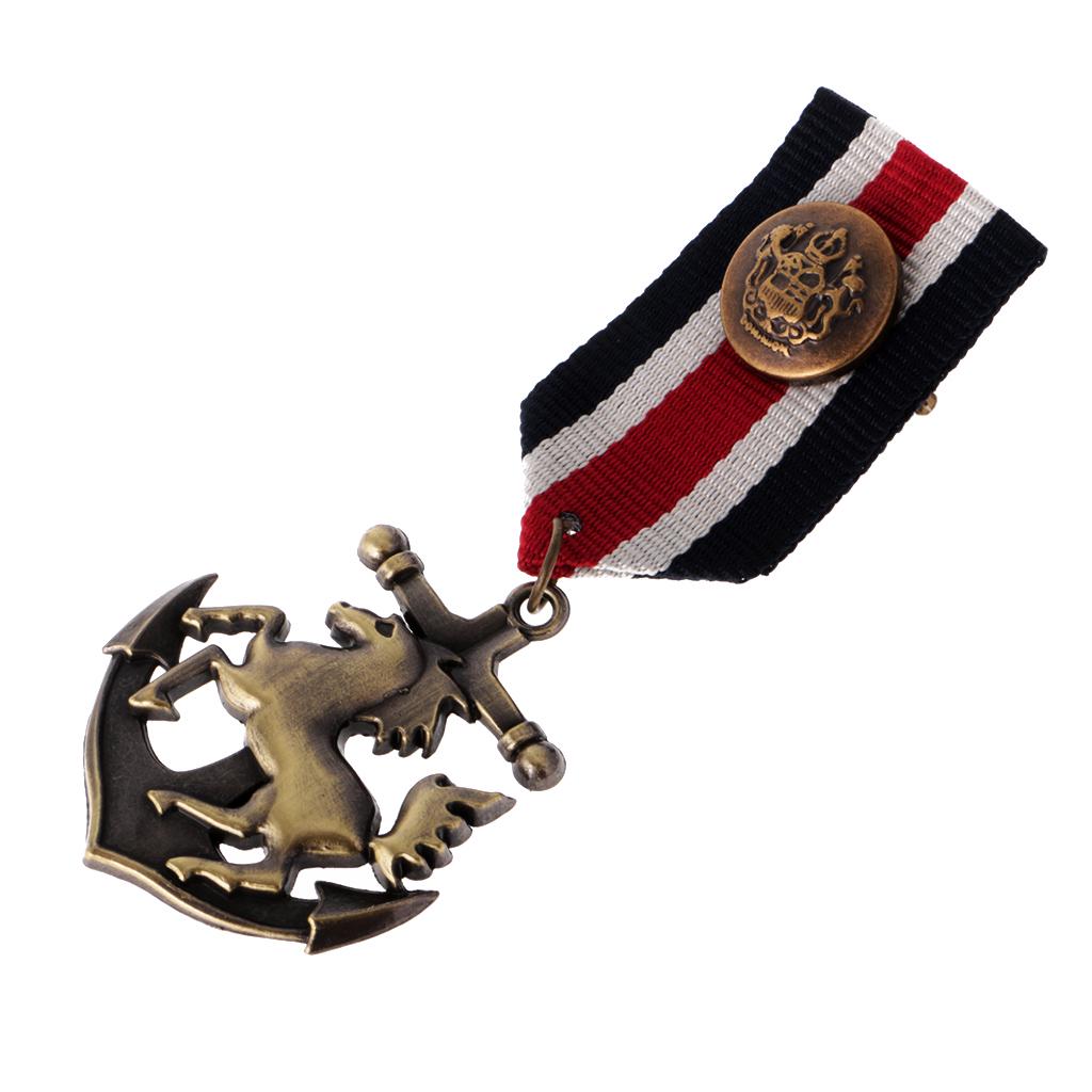 2 stykker unisex vintage marine stil dress medalje brosje jakkeslag Pin punk smykker