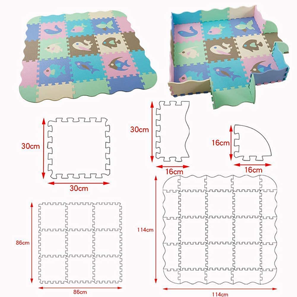 [HB.YE] Interlocking Mat for Children, Crawling Mat, Baby Mat with Numbers and Animals, 1cm Thick, Waterproof, Safe, Non-Toxic, Nap Mat, Birthday,