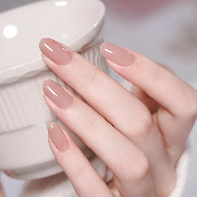 24Pz Unghie Finte Colore Rosa Nudo Punte Unghie Finte Semplici Corte Mandorla Copertura Totale Set Unghie Finte Indossabili Testa Rotonda Unghie a Pressione Moda
