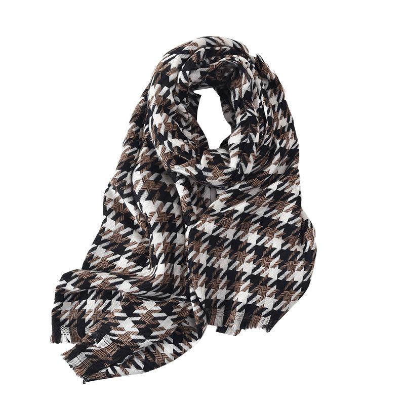 Autumn and Winter New Style Twill Rhombus Plaid Women's Scarf Korean Version All Match Imitation Cashmere Thickened Scarf Shawl