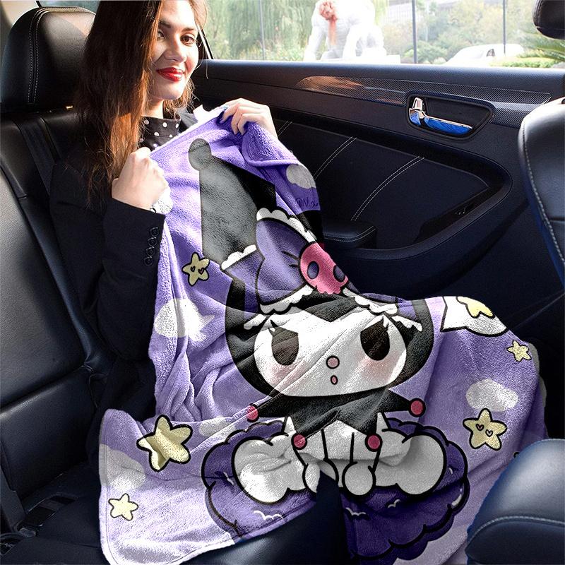 1pc Cute Kuromi Blanket, Cute Home Decor for All Seasons, Perfect Gift for Animal Lovers, Soft Throw Blanket, Ideal for Couch, Bed, or Car, Warmth and