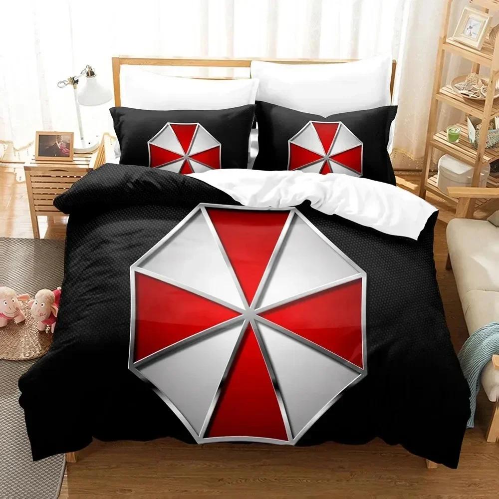 Bettwäsche-Set „Corporation Red Umbrella“ für Jungen und Mädchen, Einzel- und Doppelbettgröße, Bettbezug, Kissenbezug, Kinder- und Erwachsenenmode, Heimtextilien