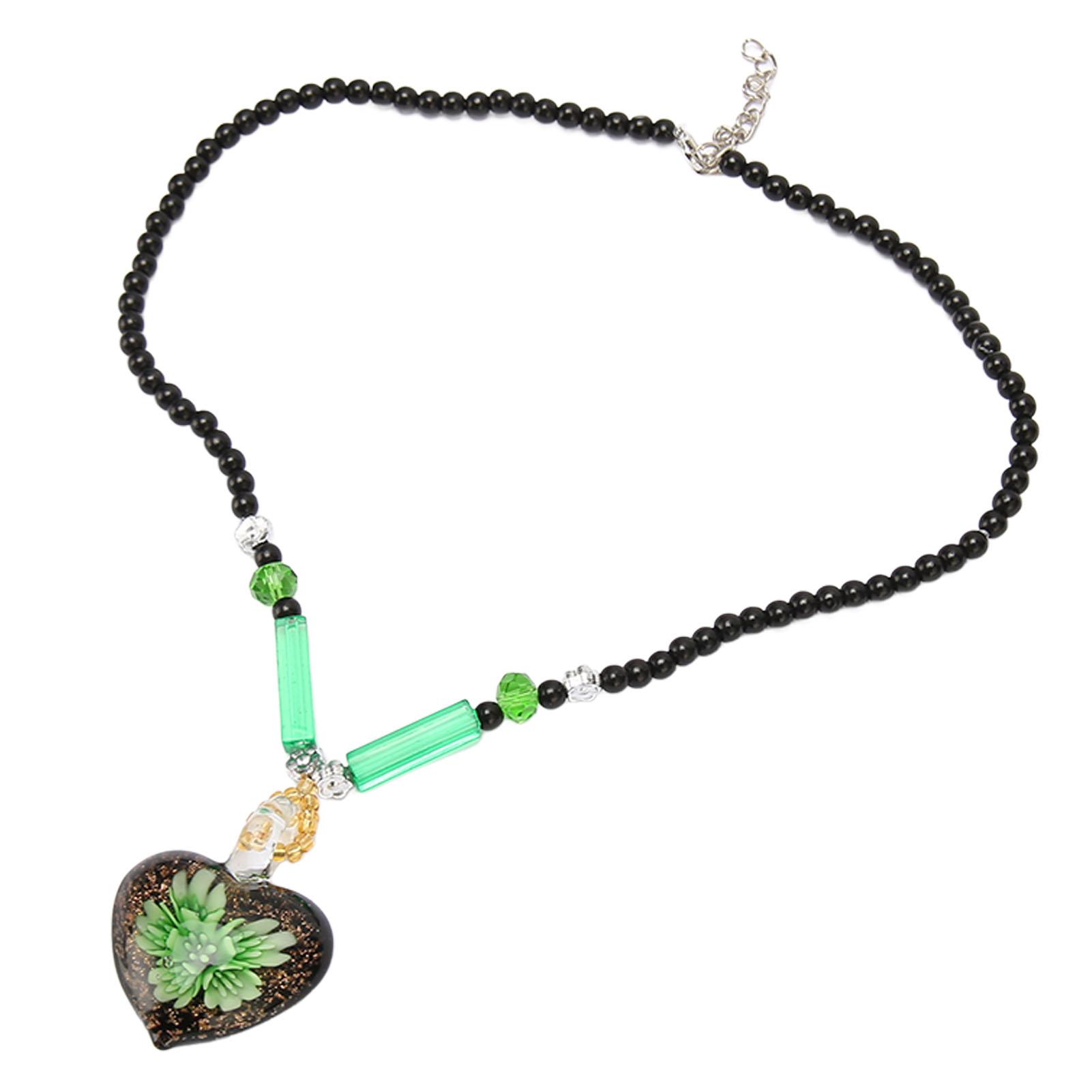 Pendant Necklace Heart Beaded Stylish Green Lightweight Versatile Women Necklace for Daily Life Party