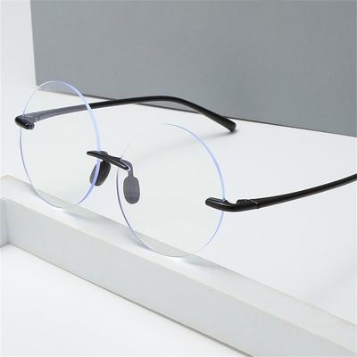Diamond Cut Rimless Anti-UV Blue Rays Glasses Round Frame High-definition Eyeglasses Ultralight Flat Mirror Eyewear Women Men