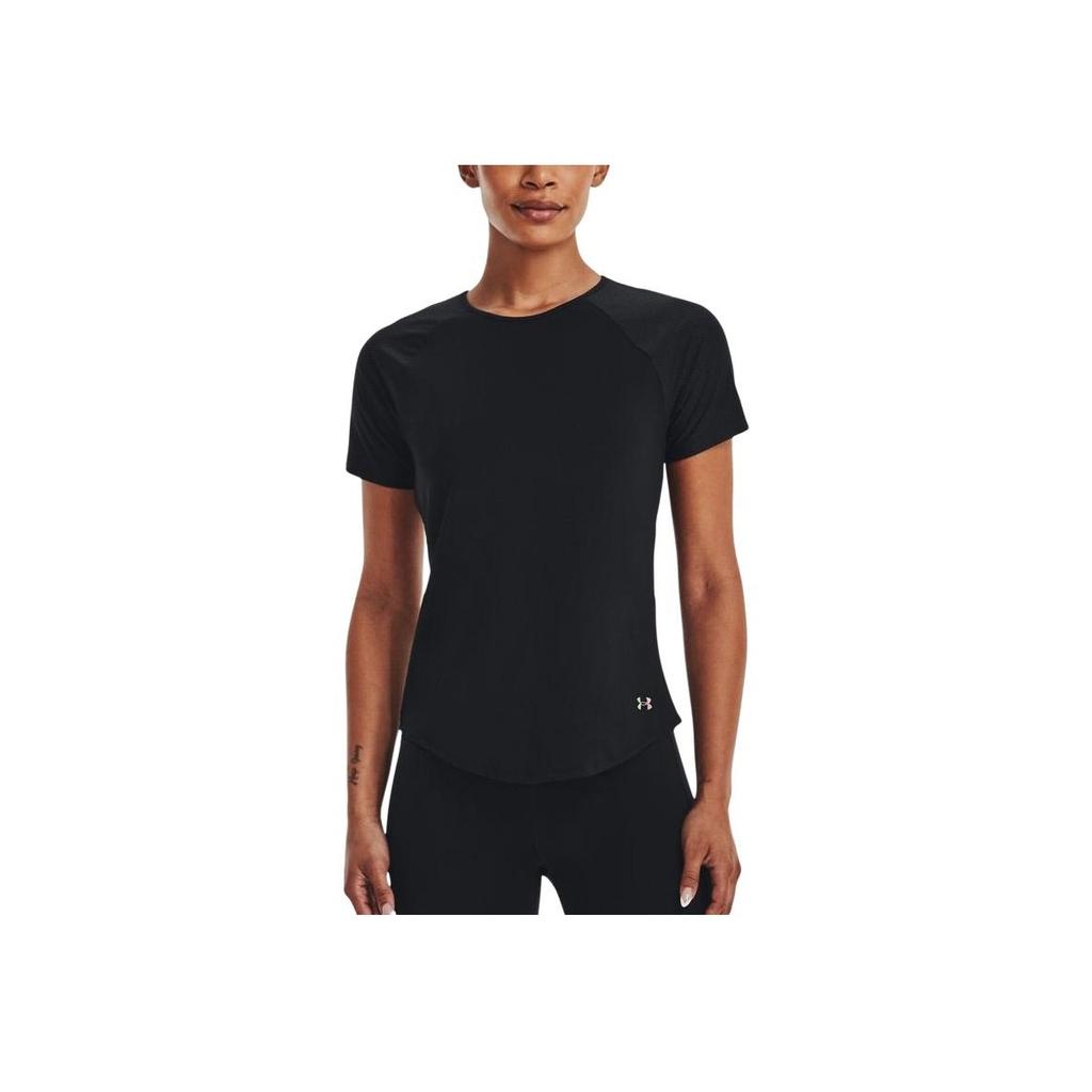 Under Armour Minimalist Training Solid Color Round Neck Sports Short Sleeve Raglan T-Shirt Women Tops Black 1376335-001