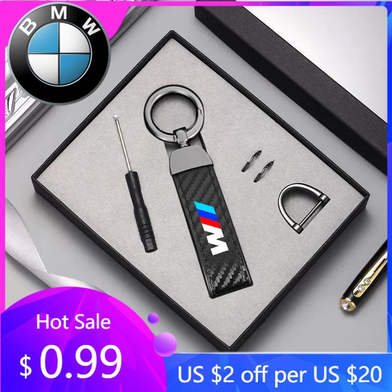 BAGI7 2026 Car Sticker Carbon Fiber Car Logo Key Chain Keyrings Ring Buckle Key Holder For BMW M Emblem E46 E36 E34 F10 E90 F30 E60 F3