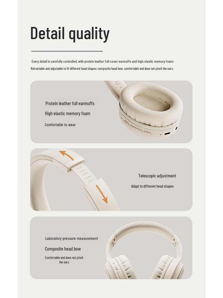 ANC Noise-Cancelling Bluetooth Headset with Ultra-long Battery & Full Coverage Ear Cushions