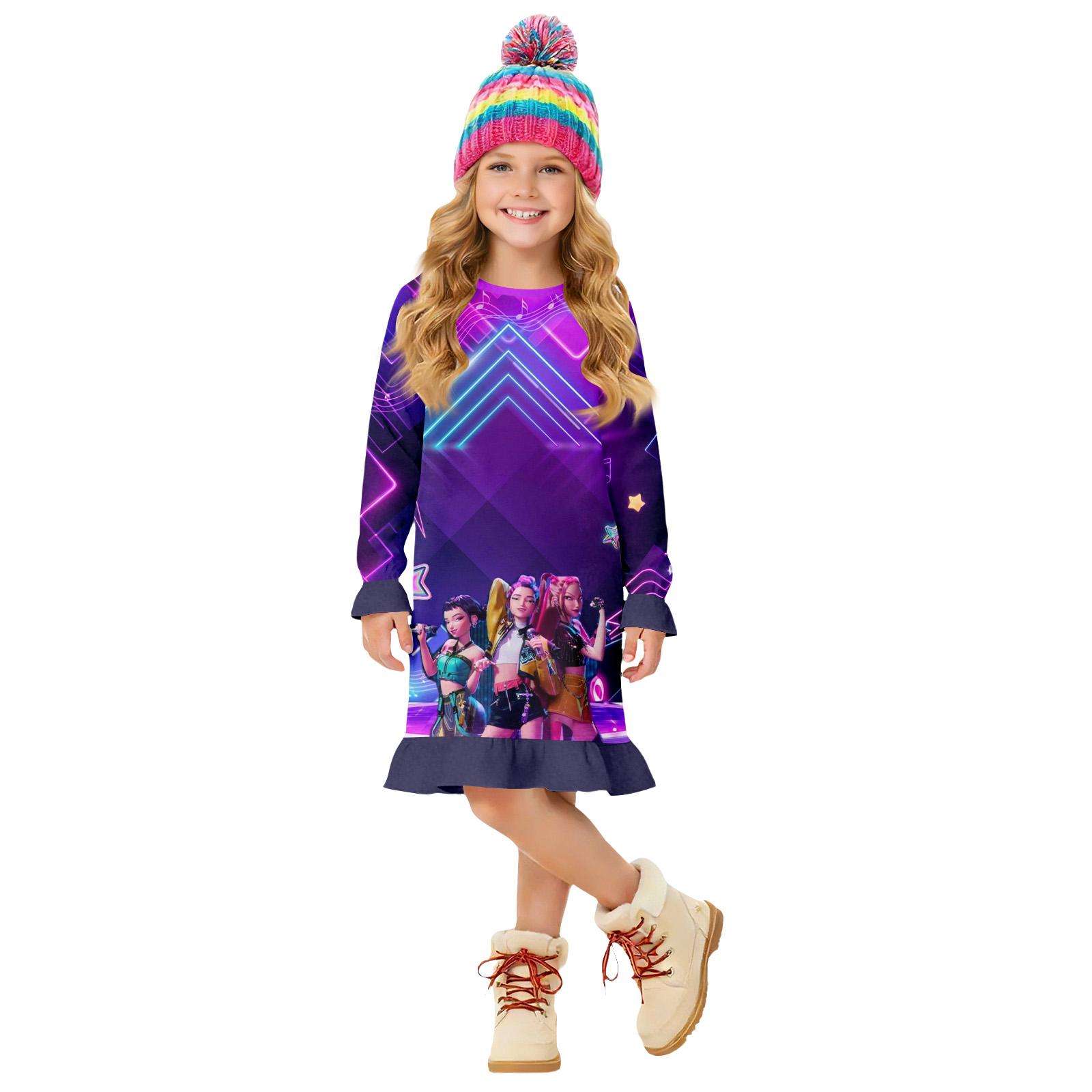 Children s Summer Round Neck Cartoon Print Dress 110 чёрный