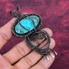 Tibetan Turquoise Gemstone Pendant Handmade Jewelry Copper Wire Wrapped Pendant