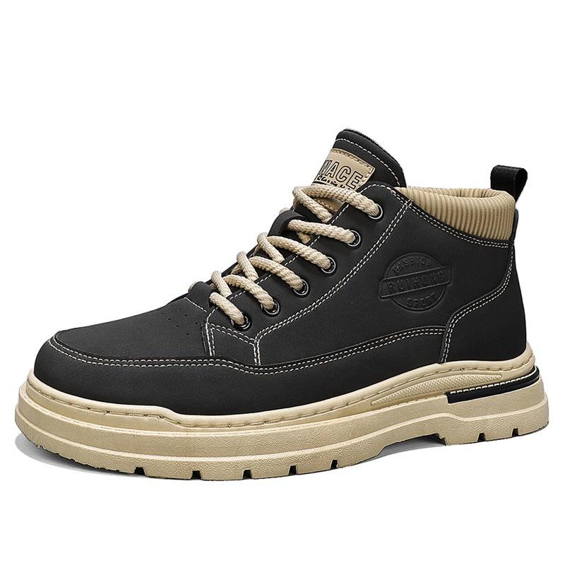 Autumn and winter new men's high-top thick-soled Martin boots trendy outdoor tooling casual short boots leather-faced versatile men's boots