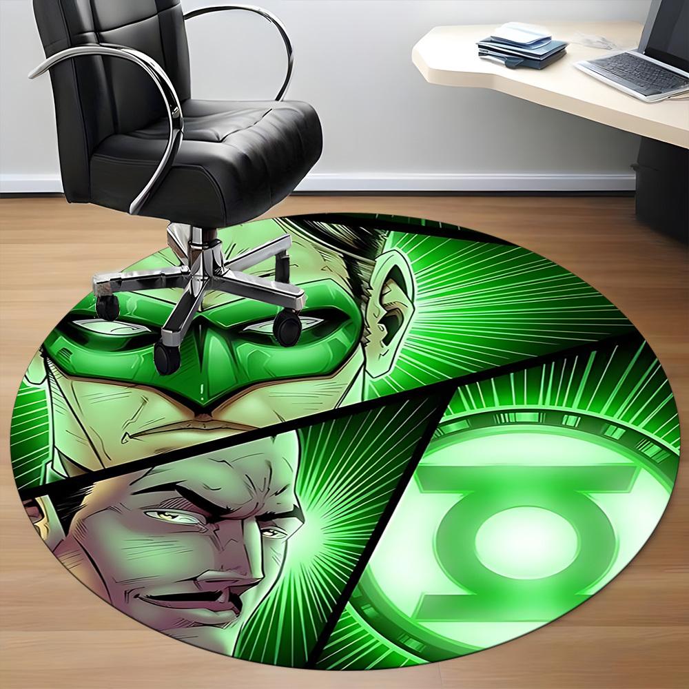 1pc Green Lantern Office Round Area Rug, Under Office Chairs Bedroom Living Room Home Decor, Room Deco, Available in Various Sizes