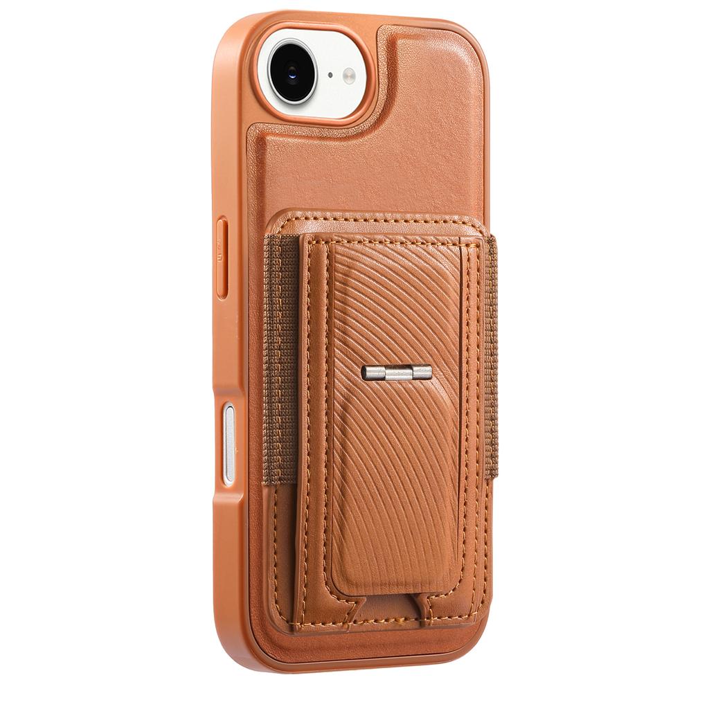 CASENEO For iPhone 16e Case with Foldable Kickstand TPU PU Leather PC Card Bag Magnetic Phone Cover  Compatible with MagSafe