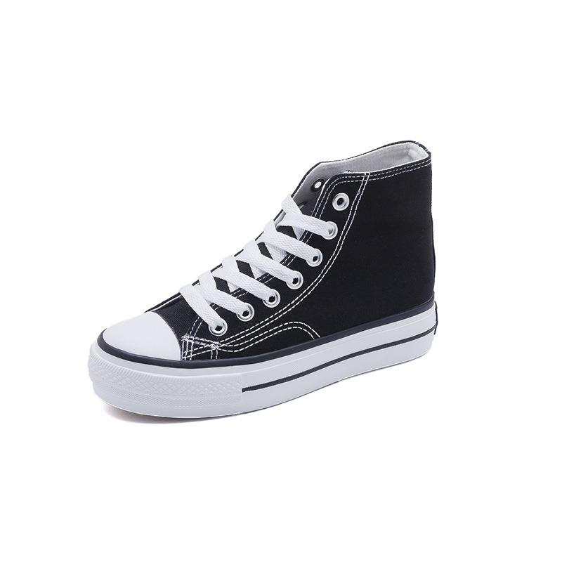 Spring high-top platform canvas shoes for women's height increase's versatile muffin shoes tide